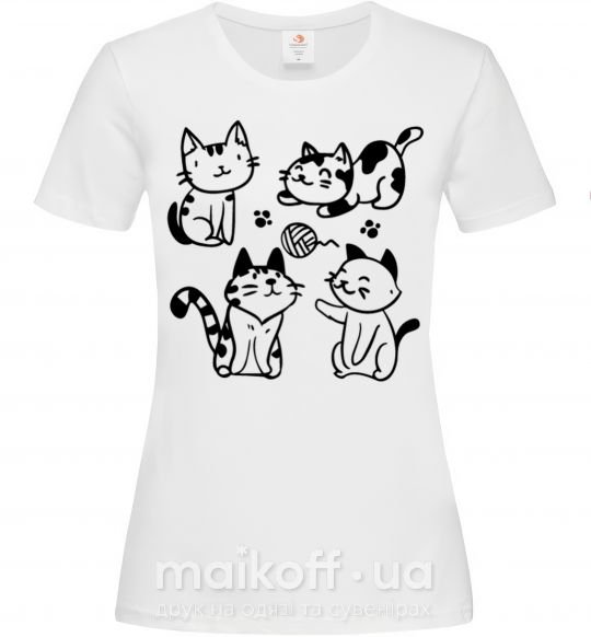 Жіноча футболка Смешные котики Білий фото