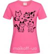 Женская футболка Смешные котики Ярко-розовый фото