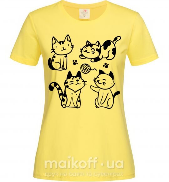 Жіноча футболка Смешные котики Лимонний фото