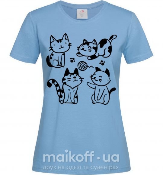 Женская футболка Смешные котики Голубой фото