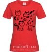 Женская футболка Смешные котики Красный фото
