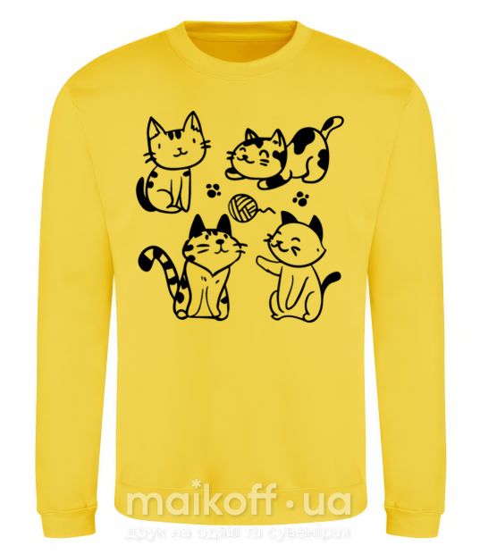 Свитшот Смешные котики Солнечно желтый фото
