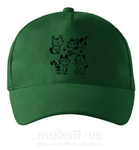 Кепка Смешные котики Темно-зелений фото