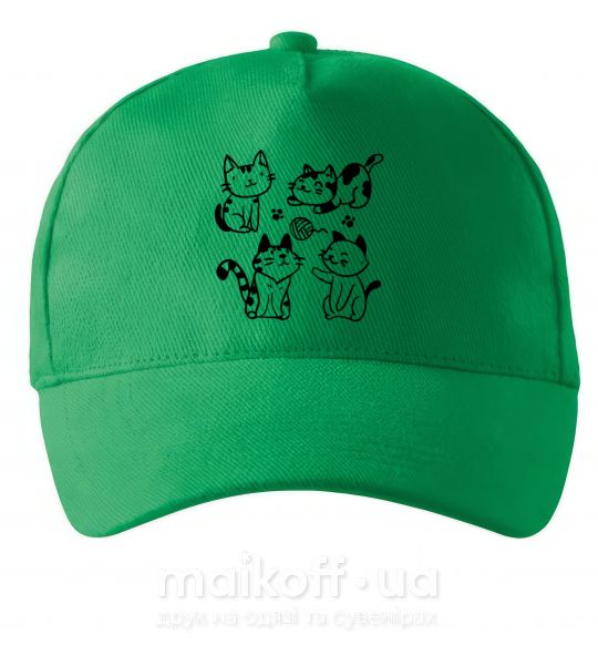 Кепка Смешные котики Зелений фото