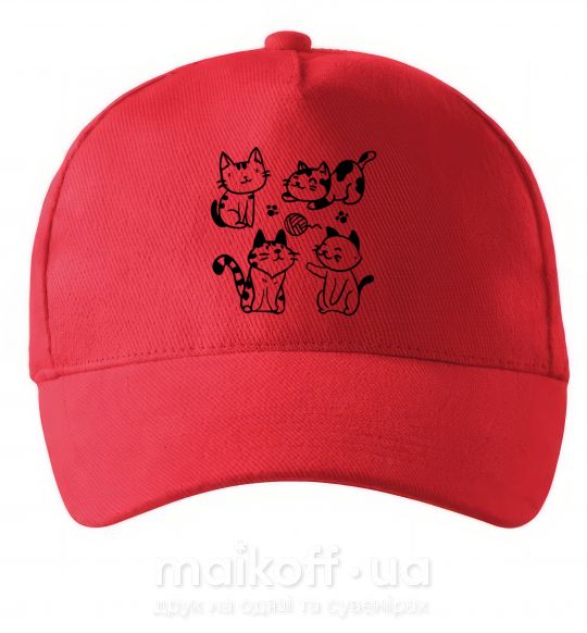 Кепка Смешные котики Красный фото