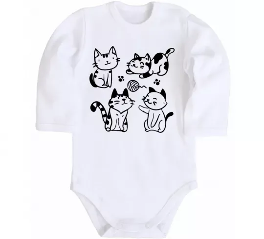 Дитячий бодік Смішні котики Білий фото