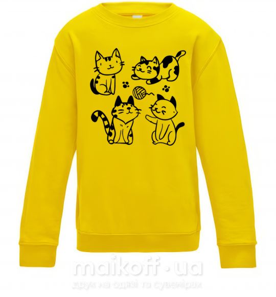 Детский Свитшот Смешные котики Солнечно желтый фото