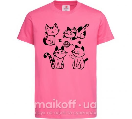 Дитяча футболка Смешные котики Яскраво-рожевий фото