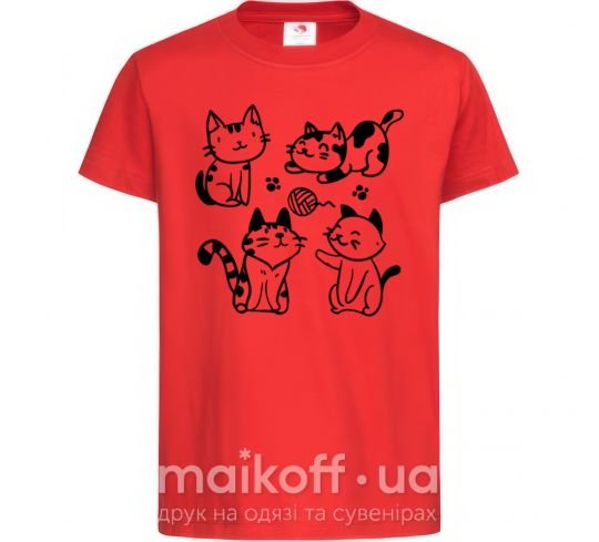 Дитяча футболка Смешные котики Червоний фото