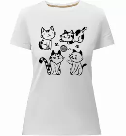 Женская премиум футболка Meow Белый фото