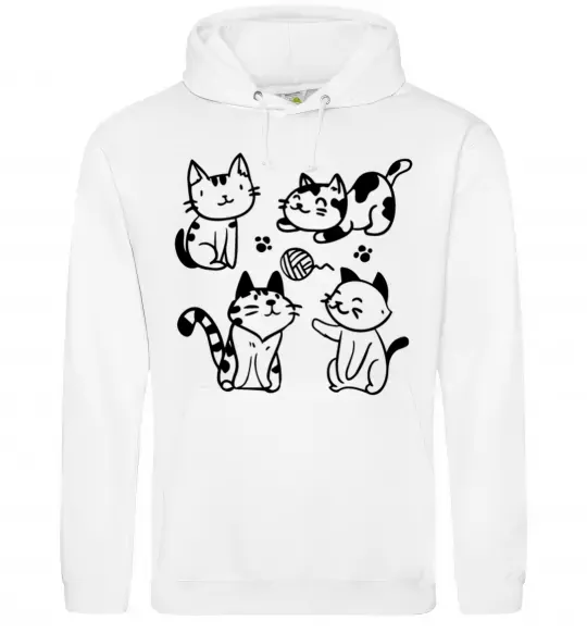 Чоловіча толстовка (худі) Смішні котики Білий фото