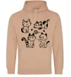 Чоловіча толстовка (худі) Смішні котики Пісочний Чоловіча толстовка (худі) Смішні котики Пісочний фото