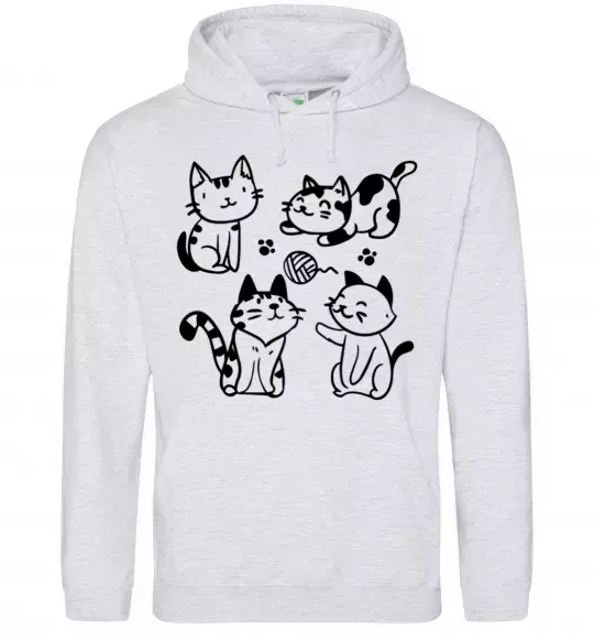 Женская толстовка (худи) Смішні котики Серый меланж фото