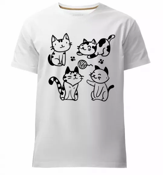 Чоловіча преміум футболка Смішні котики Білий фото