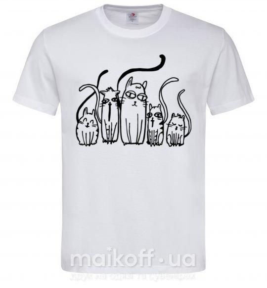 Мужская футболка Коты Ч/Б Белый фото