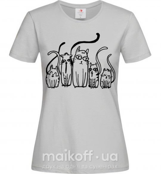 Женская футболка Коты Ч/Б Серый фото