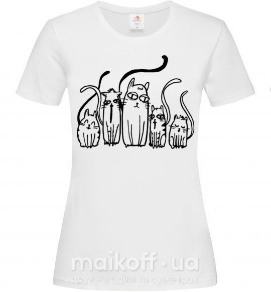 Женская футболка Коты Ч/Б Белый фото