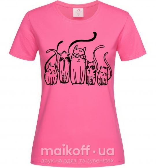 Женская футболка Коты Ч/Б Ярко-розовый фото