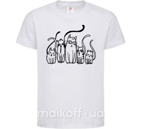 Детская футболка Коты Ч/Б Белый фото