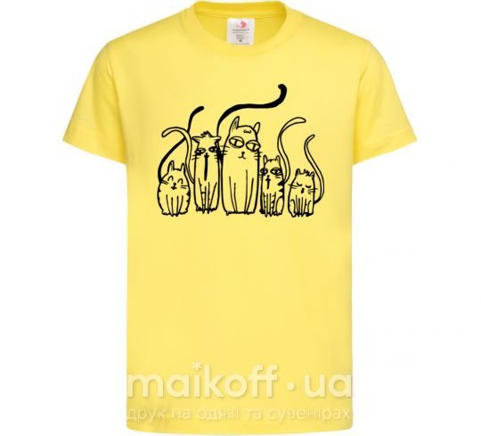 Детская футболка Коты Ч/Б Лимонный фото