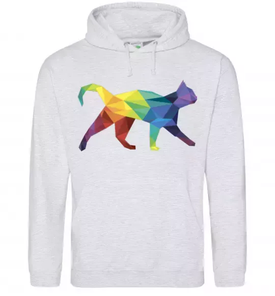 Чоловіча толстовка (худі) Яскравий кіт Сірий меланж фото