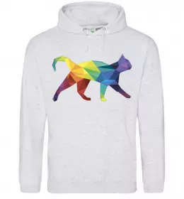 Чоловіча толстовка (худі) Яскравий кіт Сірий меланж фото