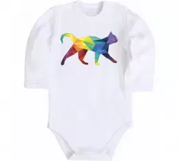 Дитячий бодік Яскравий кіт Білий фото