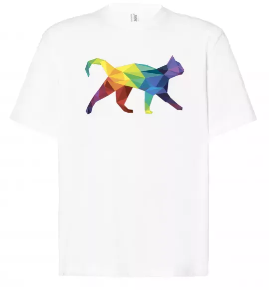 Футболка Оверсайз Яскравий кіт Білий фото