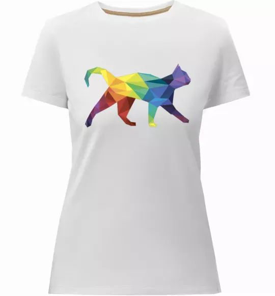 Жіноча преміум футболка Яскравий кіт Білий фото