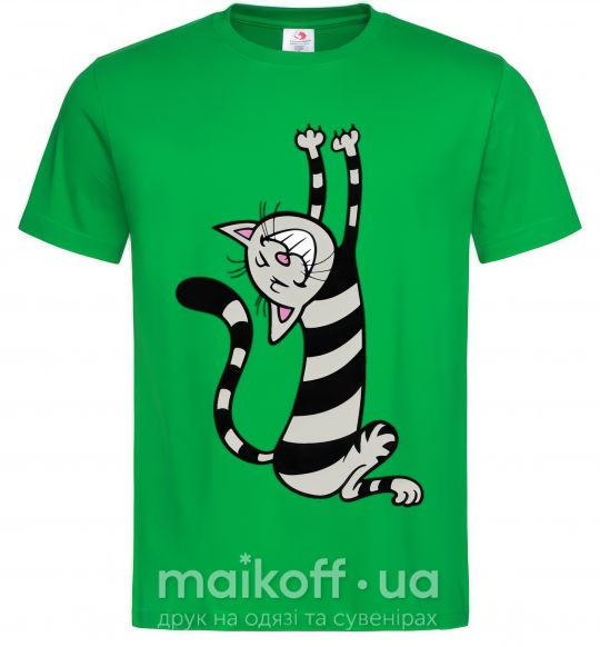 Чоловіча футболка Stratching cat Зелений фото