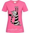 Жіноча футболка Stratching cat Яскраво-рожевий фото