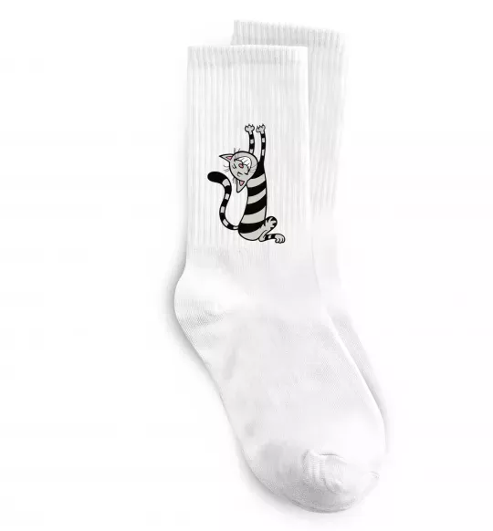 Носки Stratching cat Белый фото