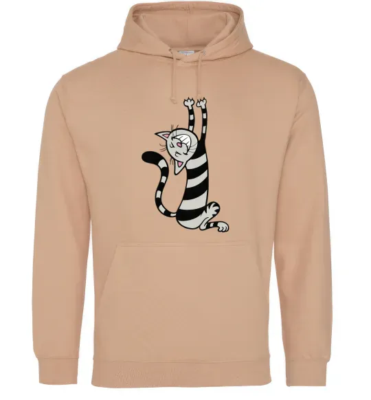 Мужская толстовка (худи) Stratching cat Песочный фото