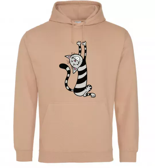 Женская толстовка (худи) Stratching cat Песочный фото