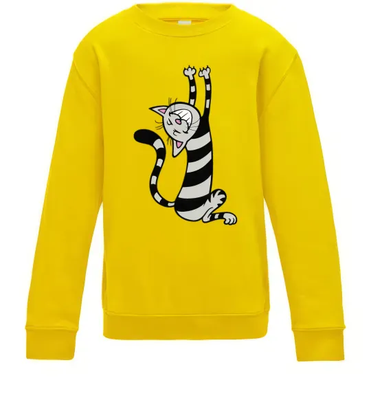 Детский Свитшот Stratching cat Солнечно желтый фото