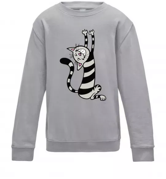 Детский Свитшот Stratching cat Серый меланж фото