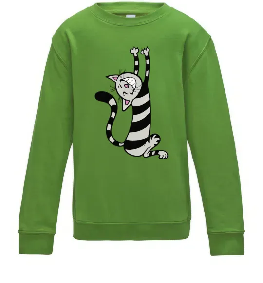 Детский Свитшот Stratching cat Лаймовый фото