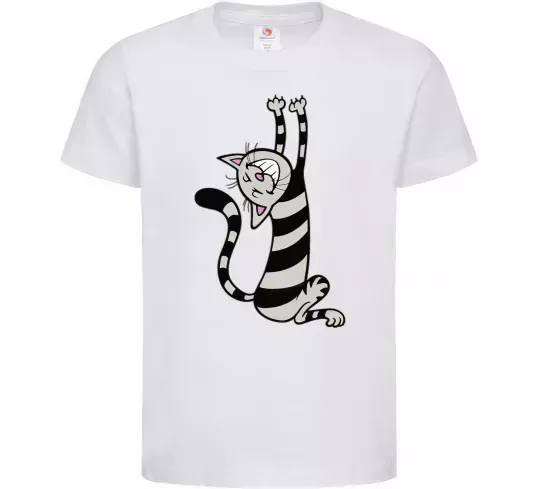 Дитяча футболка Stratching cat Білий фото