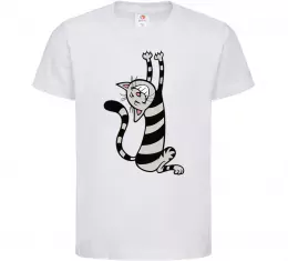 Детская футболка Stratching cat Белый фото