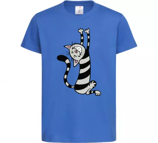 Дитяча футболка Stratching cat Яскраво-синій фото