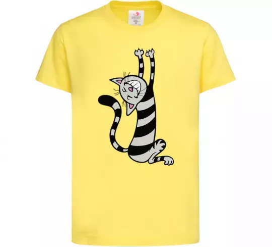 Дитяча футболка Stratching cat Лимонний фото