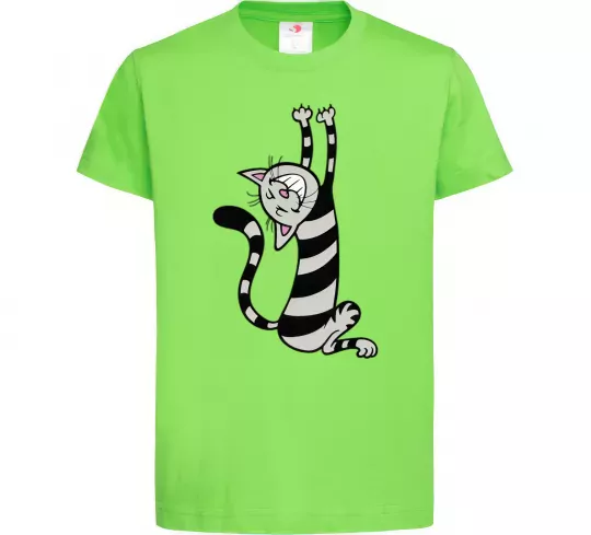 Дитяча футболка Stratching cat Лаймовий фото