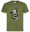 Мужская футболка Stratching cat Оливковый фото