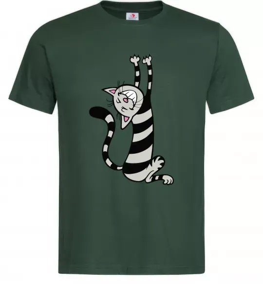 Мужская футболка Stratching cat Темно-зеленый фото