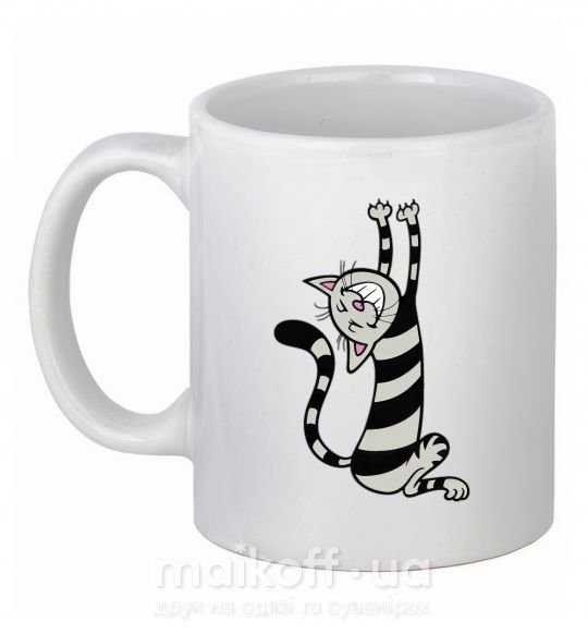 Чашка керамическая Stratching cat Белый фото