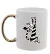 Чашка з кольоровою ручкою Stratching cat Золото фото