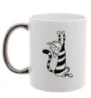 Чашка з кольоровою ручкою Stratching cat Срібло фото