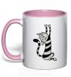 Чашка з кольоровою ручкою Stratching cat Ніжно рожевий фото