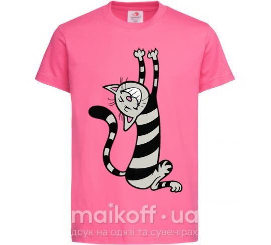Детская футболка Stratching cat Ярко-розовый фото
