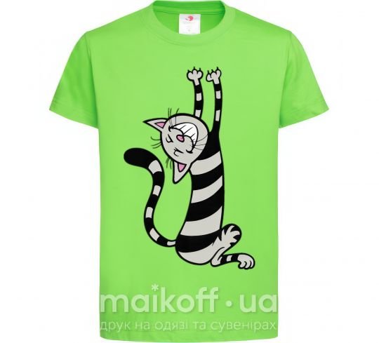 Детская футболка Stratching cat Лаймовый фото